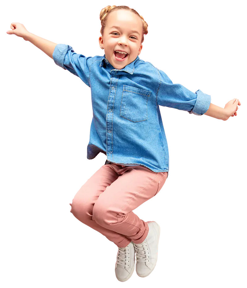 Happy child jumping in the air